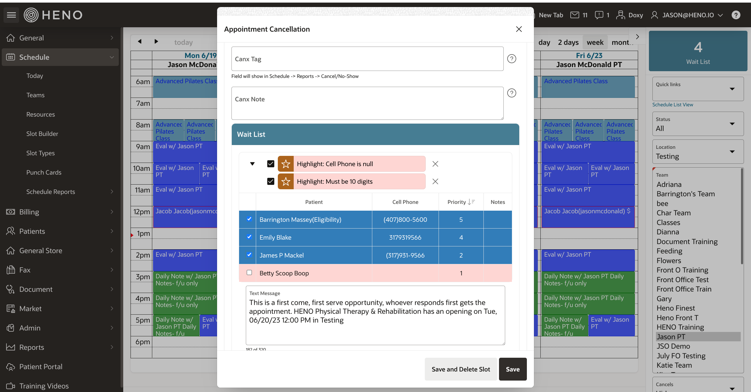 Physical Therapy Scheduling Software